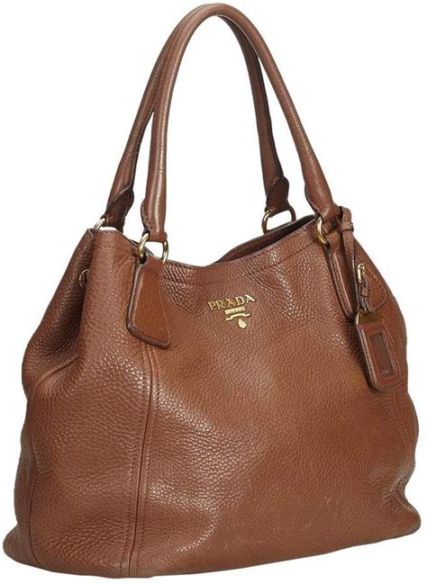 brown leather Prada handbag